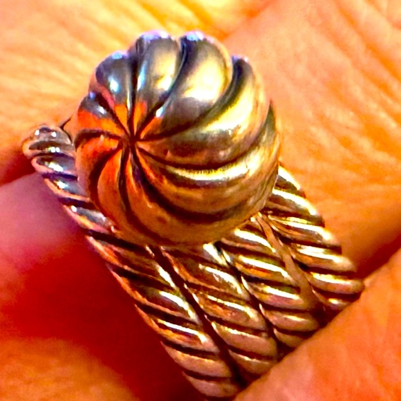 Authentic David Yurman Sterling Cable Ball Ring Three Cable